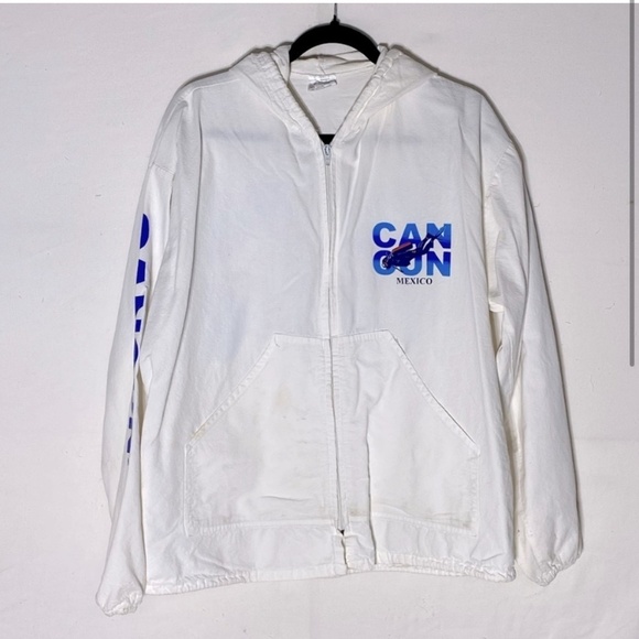 Vintage Vincent Sport White Full Zip Light Jacket Cancun L - Picture 2 of 12